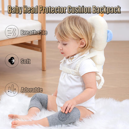Feidoog Baby Head Protector Cushion Backpack with 3 Knee Pads for Walking & Crawling,Astronauts