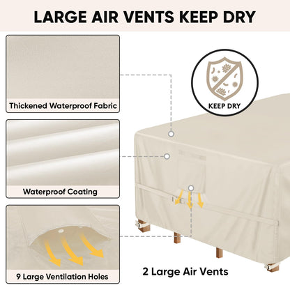 BALEINE Patio Furniture Covers, Outdoor Furniture Covers Waterproof, Heavy Duty Oxford Patio Table Cover for Outdoor Table, Chair, Sofa, Desk (Beige 108"L×82"W×28"H)