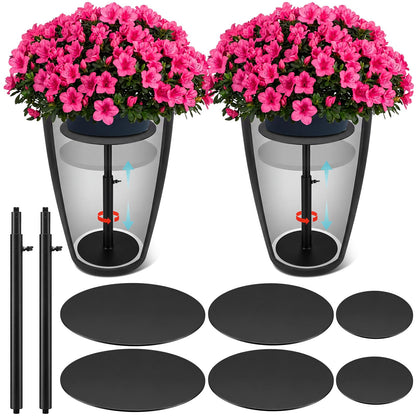 Novabright 3 Pack Adjustable Plant Riser for Inside Pot 7.5-12" Planter Inserts for Large Pots Metal Pot Fillers for Tall Square Round Taper Planters Container Indoor Outdoor (6''8" 10" Base or Top)