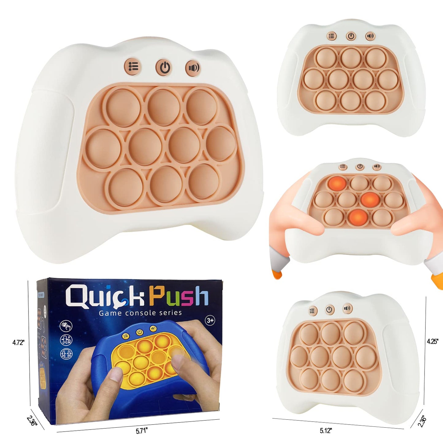 Intoypad Pop The Target! Handheld Speed Push Game Machine: A Fun Multiplayer Game for Family. Sensory Fidget Toy Christmas Toys Gifts for 6 7 8 9 10 11 12 Years Old Kids Road Trip Car Games Kids White