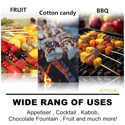 BETESINE 24 Inch Bamboo Marshmallow Roasting Sticks, 100 Pack 6.3mm Thick S’mores Sticks for Fire Pit, Campfire, BBQ, Hot Dogs & Camping, Natural Disposable Bamboo