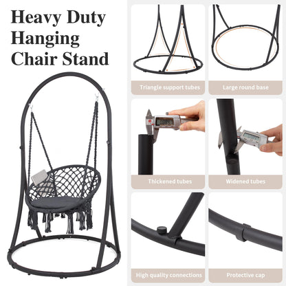 SUNCREAT Indoor Hammock Swing Chair with Stand, Hanging Chair Outdoor with Stand, 330 lbs Capacity, Patent Pending, Grey