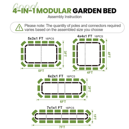 G GOOD GAIN 4-in-1 Adjustable Raised Garden Bed Kit | Galvanized Planter Boxes for Vegetables, Flowers | 12" Tall, Multiple Sizes (5x3x1ft, 4x4x1ft, 6x2x1ft, 7x1x1ft) | Outdoor Metal Raised Bed, White