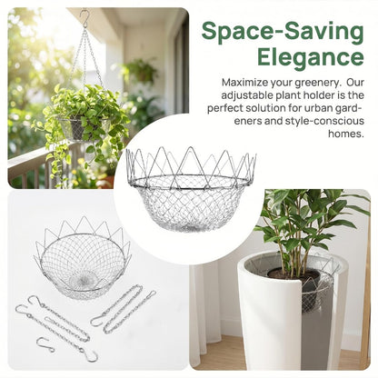 Adjustable Planter Insert, Heavy-Duty Rustproof Stainless Steel Plant Riser for Large Pots, Outdoor and Indoor Flower Pot Filler with Chains, Decorative Plant Elevator for Home Patio Balcony Garden