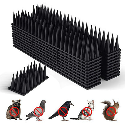 BORHOOD Bird Spikes, 40 Pack Pigeon Deterrent for Small Birds Raccoon Cats Defender for Outside to Keep Squirrel Away, Plastic Fence Spike for Railing and Roof-Black
