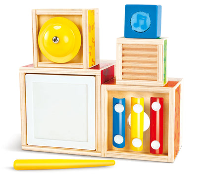Hape Stacking Music Set | Colorful 6 Piece Musical Box Toy, Wooden Set for Kids 18 Months+