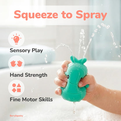 Ocean Friends Baby Bath Toys, Silicone Bath Toys for Babies 9 Months+, Toddler Bath Toys 1-3, Easy to Clean, Opens for Cleaning, 6-Piece Set
