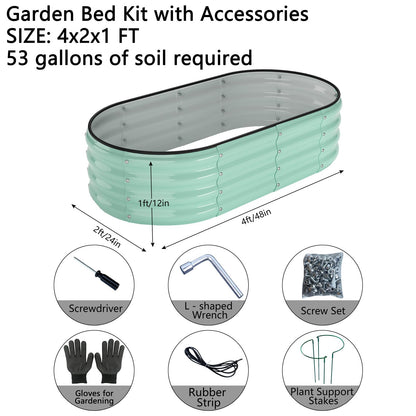 Galvanized Metal Planter Raised Garden Bed Kit for Gardening Outdoor，4x2x1ft 2 Planter Grow Garden Box Raised Flower Bed，Long Vegetable Clearance Herb Raised Garden Beds for Container Gardening
