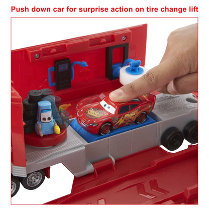 Mattel Disney and Pixar Cars Transforming Mack Playset, 2-in-1 Toy Truck & Tune-Up Station with Launcher, Lift & More, Movie-Inspired Graphics, Gift for Kids Ages 4 Years Old & Up