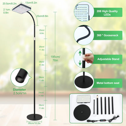 FRGROW 2026 Full Spectrum Floor Lamp Grow Light, 25 Watt Bright Grow Lights for Indoor Tall Plants, Bonsai Tree, Auto on/Off Daily Timer (4/8/12/16/20H), Adjustable Stand 24"-78"