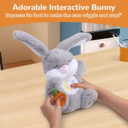 MILEGI Breathing Stuffed Animal, Soothe Snuggle Penguin & Bunny Plush, Sleep Buddy Soothing Breathing Plush for Anxiety Adults and Kids, Penguin Plushie with Realistic Breathing and Lights Music