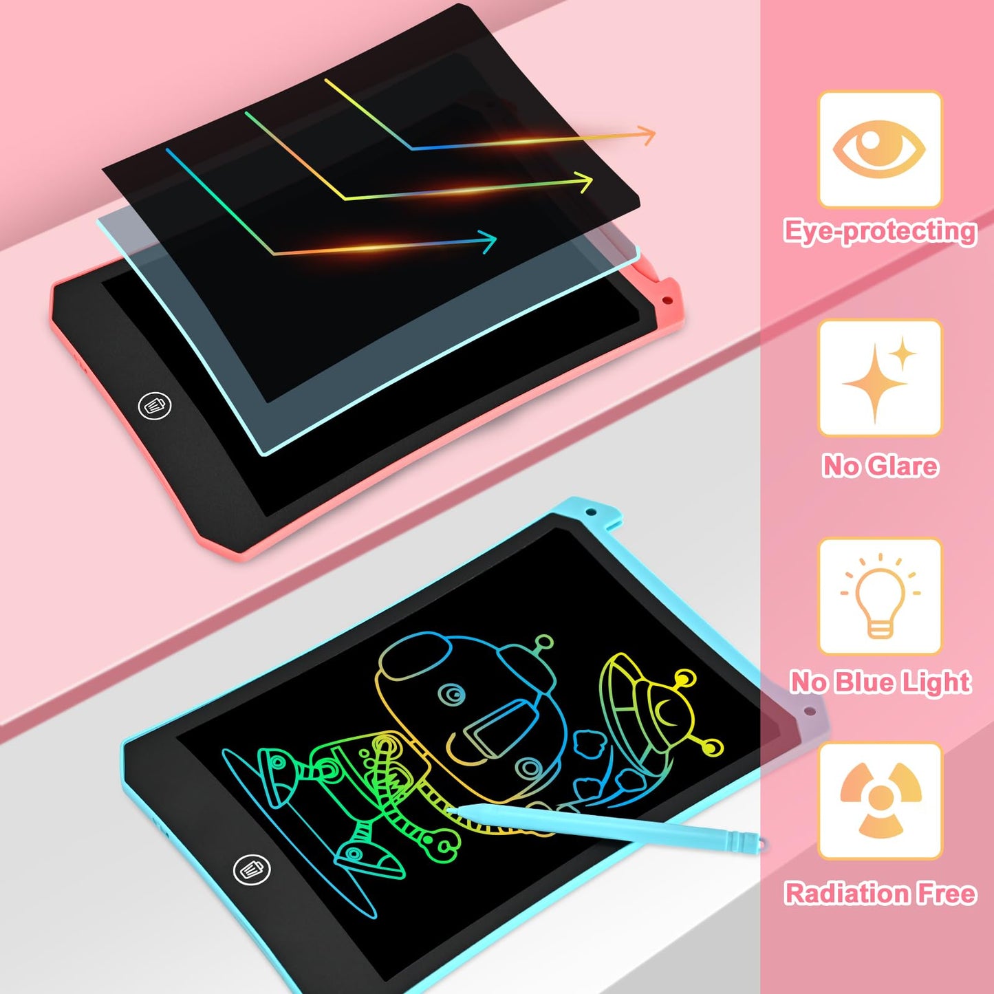 cimetech Toddler Girl Gifts, LCD Writing Tablet 2 Pack, Kids Toys for 3 4 5 6 Year Old Boys, 8.5 Inch Drawing Pad Painting Coloring Books, Travel Essentials Activities, Birthday Gifts Toddler Age 1-3