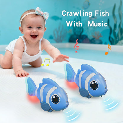 Gzsbaby Musical Baby Toy -Crawling Toy Sensory Tummy Time Toys for Boy Girl, Light-up Walking Dancing Moving Toys Learning Development Infant Toddler Birthday Gifts (Blue)