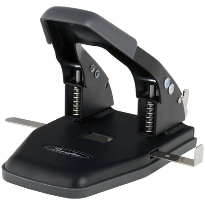 Swingline 2 Hole Punch, 28 Sheet Capacity Hole Puncher, Paper Punch, Low Effort Comfort Handle, Alignment Guide, Black (74050)