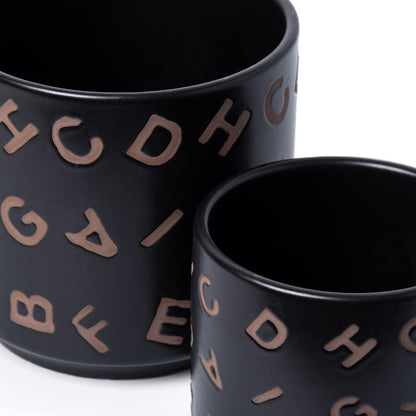 D'vine Dev Set of 2 Ceramic Planter Pots with Drainage Hole and Saucer, 6 Inch Plant Pots for Plants Indoor Houseplants, Black, 99-Z-G-2-Y