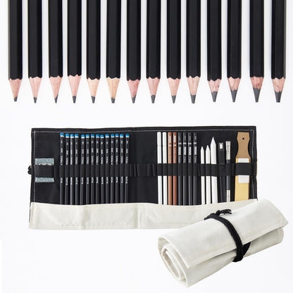LEONHOME Professional Sketching Pencil Set with Full Hardness Range (3H–14B) – Graphite & Charcoal Pencils with Portable Canvas Pouch