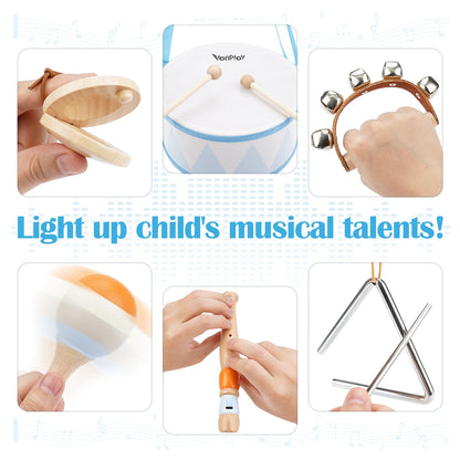 Vanplay Drum Set for Toddler - Toys for 2 3 Year Old Boy Girls Birthday Gifts - Wooden Musical Instruments for Toddlers 2-4, Preschool Montessori Music Toys with Snare Drum for Kids Age 3-5