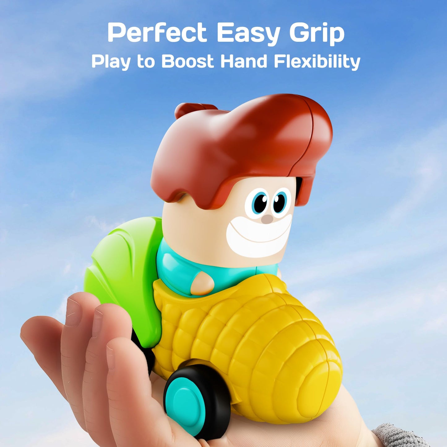 iPlay, iLearn Press to Go Car Toys for Toddlers 1-3, Baby Fruit Racing Cars, Infant Play Vehicle Set, Baby Push Go Friction Car Toys for 18 24 Month, 1st Birthday Gifts for 1-2 Year Old Boys Girls Kid