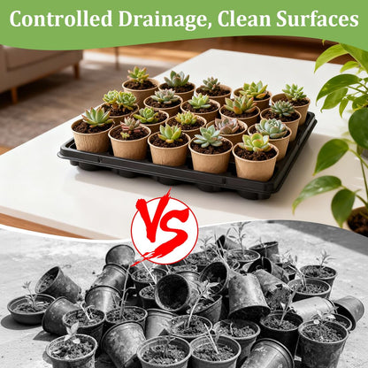 RooTrimmer 3.15 Inch Peat Pots 100 Pcs with 20 Cell Seedling Trays 5 Pcs, Biodegradable Seed Starter Pots with Drainage, Reusable Nursery Tray for Seed Starting Indoor Gardening Propagation Kit 5 Sets