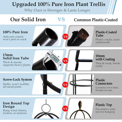 DEVISEFUN 100% Metal 6.6ft Obelisk Trellis for Climbing Plants Outdoor 2PK, Garden Tower Trellis for Potted Plants Indoor with Twist Tie and Butterflies, Plant Support for Clematis Tomato Cucumber