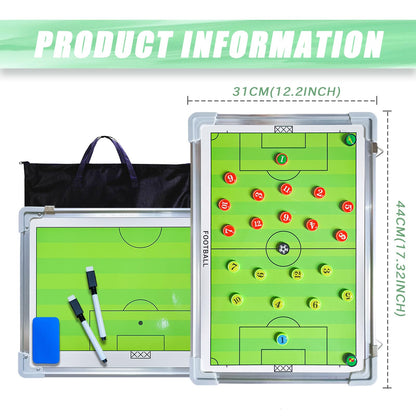 Pure Vie Magnetic Soccer Coaching Tactics Board, Portable Soccer Clipboard for Coaches Soccer Dry Erase Whiteboard Strategy Tactical Blackboard Football Coach Board with Player Markers, Pen and Eraser
