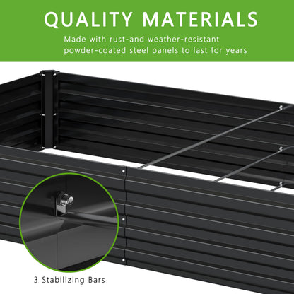 DIIYIV 2PCS 12x4x1FT Galvanized Raised Garden Bed Kit,Vegetable Boxes-Rectangle Metal Flower Box,Large Planter Raised Beds Outdoor Garden for Planting,Fruit,Herb-Black