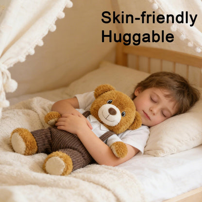 14.5 Inch Cute Boy Teddy Bear Plush Toy - Soft Easter Teddy Stuffed Animal Bear with Shirt & Brown Overalls, Bear Plush Animal Doll for Kids, Family, Babiesm, Boys & Girls Birthday Easter Gift(Dad)