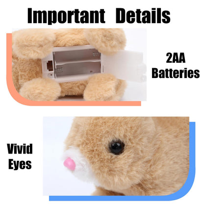 UVAAKZ Bunny Stuffed Animal Plush, Interactive Electronic Pet Hopping Bunny Toy, Realistic Stuffed Bunny Rabbit for Kids (#Brown)