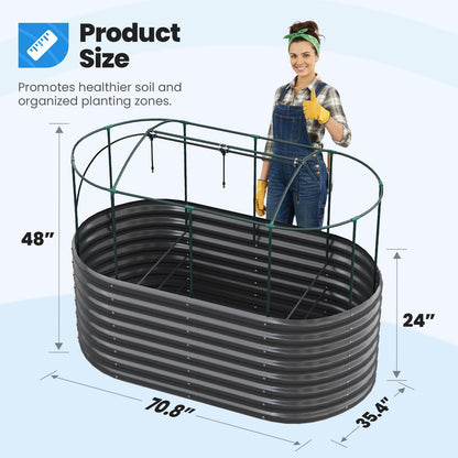 Quictent Galvanized Raised Garden Bed Kit with Self Watering System and Mesh Cover, Large Oval Metal Outdoor Planter Garden Boxes for Vegetables Herbs Flowers, 6x3x2Ft