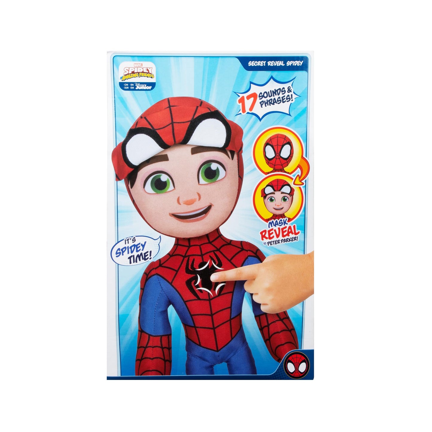 Marvel’s Spidey and His Amazing Friends - Feature Plush Spidey Secret Hero Reveal - 12” Plush with Sounds - Toys for Kids Ages 3 + - Superhero Toys for Kids 3 and Up