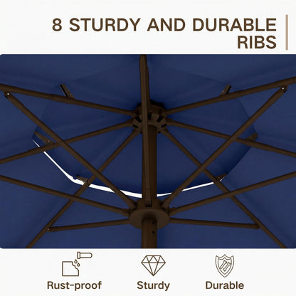 Kingdura 10ft 3-Tier Patio Umbrella, Outdoor Table Umbrella with Easy Crank & Tilt, 8 Reinforced Ribs, UV Protection for Deck, Pool, Market, Backyard (Navy blue)
