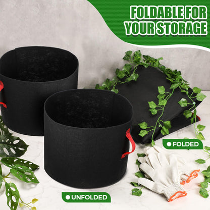 Nuenen 8 Pack 100 Gallon Plant Grow Bags Bulk Breathable Nonwoven Fabric Pot with Handles Heavy Duty Nursery Vegetable Pots with Gloves for Garden Vegetables Potato Plants Flower Growing Planting