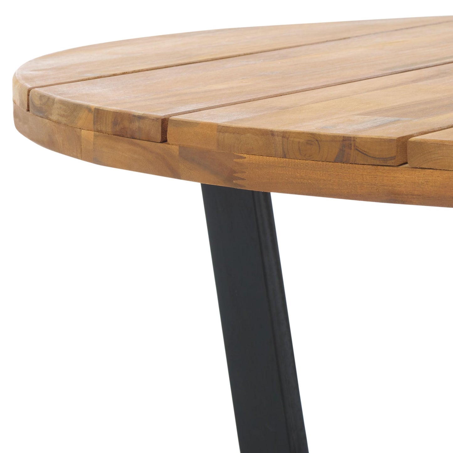 SAFAVIEH Outdoor Collection Leo Natural/Black Solid Wood Round Coffee Table