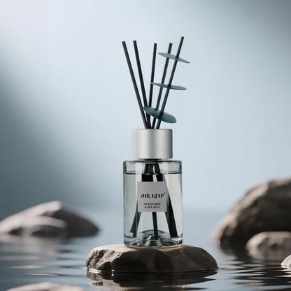 Airkeep Reed Diffuser/Grey Reed Diffuser Set/6.7 oz(200ml)/Ocean Mist&Sea Salt Oil Diffuser & Reed Diffuser Sticks/Home Decor & Office Decor, Fragrance and Gifts