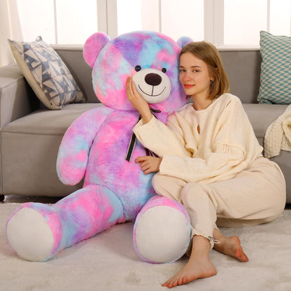 Tezituor Big Teddy Bear,Giant Rainbow Purple Teddy Bear Stuffed Animal,59 Inches Soft Plush Bear Toys,Girlfriend Baby Shower Life Size Bears Gifts for Valentines,Christmas,Birthday 5 Feet