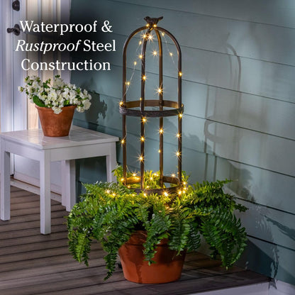 Evergreen 7 Feet Garden Metal Garden Obelisk Trellis for Climbing Plants Outdoor | Indoor Plant Trellis for Potted Plants | Floral Pattern Arch Trellis | Bronze