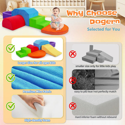 DOGERN 6-Piece Soft Foam Climbing Blocks for Toddlers & Babies – Indoor Baby Climbing Toys Set, Toddler Foam Play Gym with Non-Slip Base, Sensory Play Climber, Indoor Climb and Crawl Activity Play Set