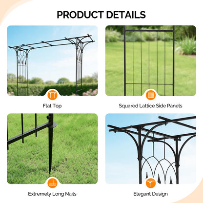 VINGLI Garden Arbor, Arch Archway for Wedding Ceremony Party, Steel Garden Trellis for Plant Climbing, Christmas Decorations Pergola for Backyard, Lawn (Black)