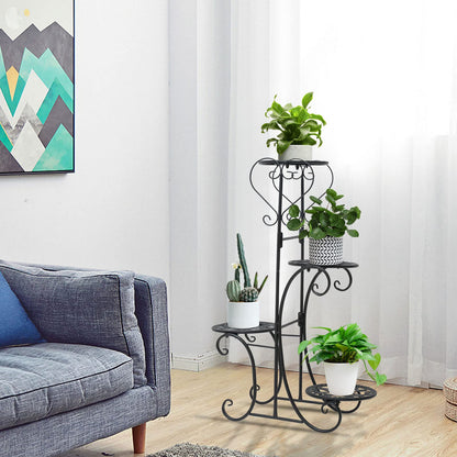 GXFCHYL Metal Plant Stand Indoor & Outdoor Wrought Iron Plant Stands Flower Pot Holder Shelf for Multi Plants, Flower Holder Racks for Patio Garden, Living Room, Corner Balcony (4 Tier)
