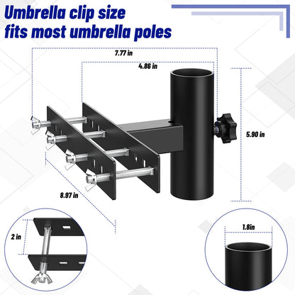 Yantuo Patio Umbrella Holder for Deck Railing, Adjustable Patio Umbrella Base Outdoor Umbrella Stand, Outdoor Umbrella Holder Fixed Clip Deck