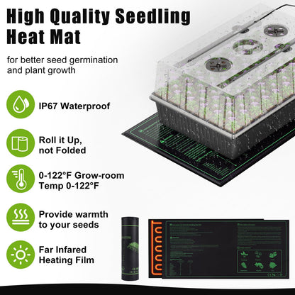 Gaprass 60 Cell Self-Watering Seed Starter Tray with Grow Light and Heat Mat,Seed Starter Kit,Humidity Domes,Auto Timer,Flexible Brightness Seedling Starter Trays for Seed Starting & Seeds Growing