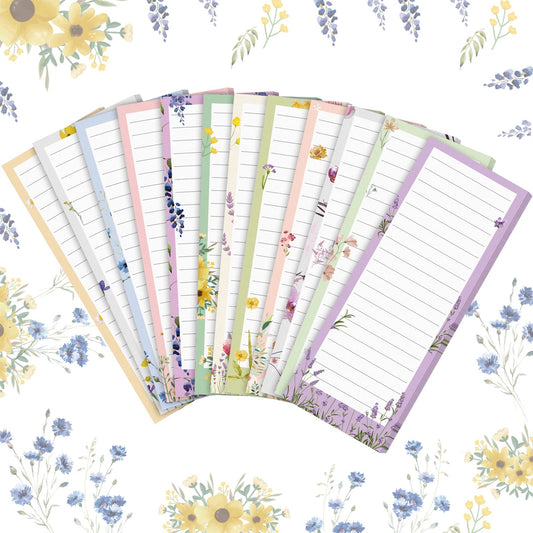 Sinmoe 12 Pack Grocery List Magnet Pad for Fridge Magnetic Notepads for Refrigerator Shopping to Do List Memo Notepad for Shopping for Women men(Floral Style)