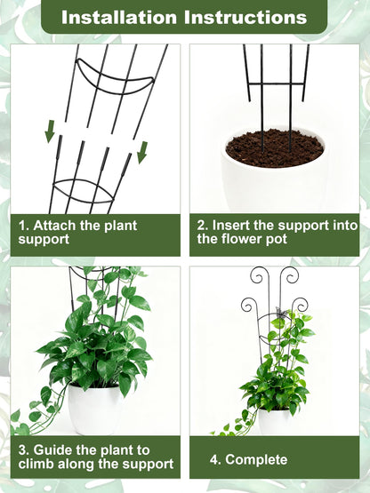 Metal Butterfly Trellis for Climbing Plants Indoor, 4 Pack 30 Inch Taller Garden Trellis for Potted Plants, Monstera Plant Support Stakes for Ivy Pothos Hoya Flower Outdoor (Black)