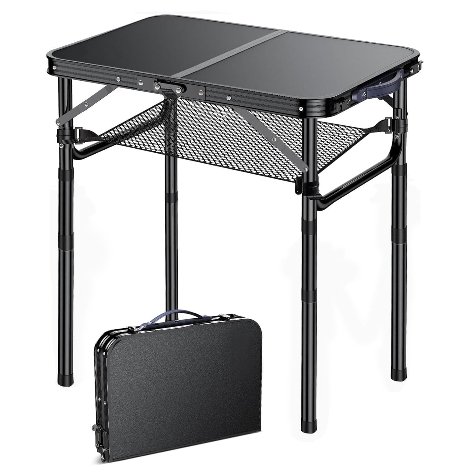 Folding TV Trays Foldable Dinner Tray Table Adjustable Height Food Snack Eating Couch Side Table Study Aluminum Portable Sofa Tray End Table for Outdoor Indoor Camp Pinic Bed Couch Living Room(Black)