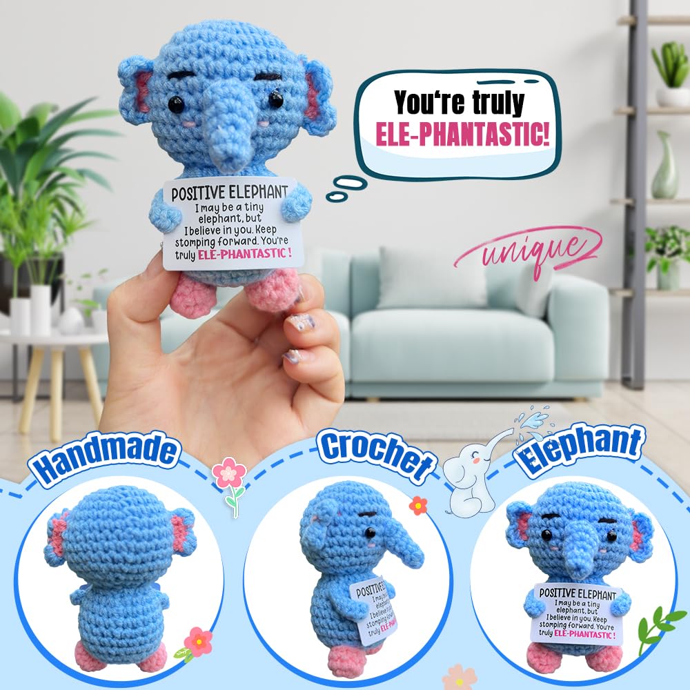 25PCS Positive Crochet Animals Bulk, Mother's Day Basket Stuffers, Employee Appreciation Gifts Bulk, Inspirational Crochet Animals Birthday Gifts for Women Men, Team Staff Teacher Appreciation Gift