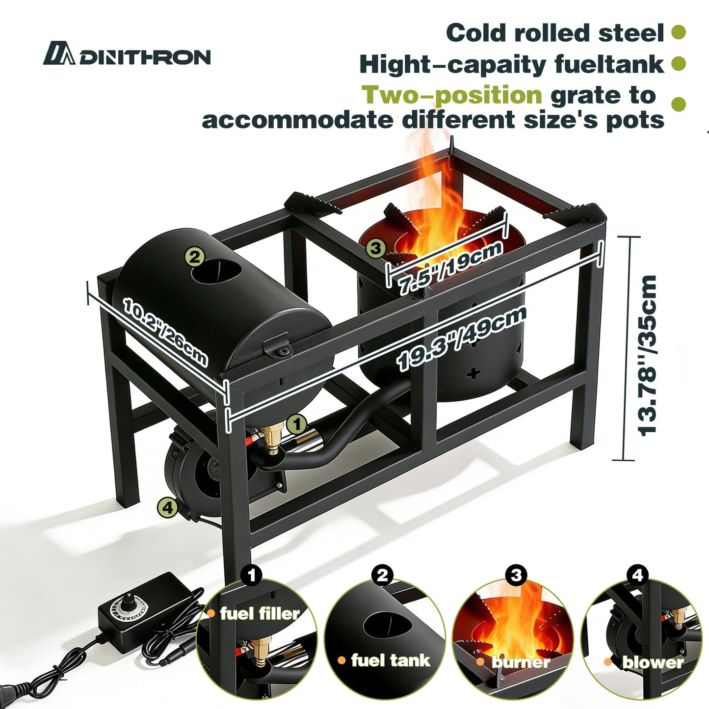 DA DINITHRON DC 12V Waste Oil Burner & Heater, High-Efficiency Heavy Duty Furnace Stove for Garage, Workshop and Outdoor Cooking