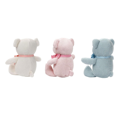 FLUFFYFUN 100% Organic Cotton Teddy Bear Plush Toy Gift Set, 3 Pack of 6.5" Baby Stuffed Animals for Baby Shower Decorations & Newborn Gifts