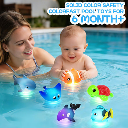 ZGLYMUS Light Up Bath Toys,No Hole Mold Free Baby Bath Toys,Ocean Animal Water-Activated Lights Flashes and Change Color,Sensory Lights Toys for Babies and Toddlers,Bathtub,Shower,Water Table, Pool