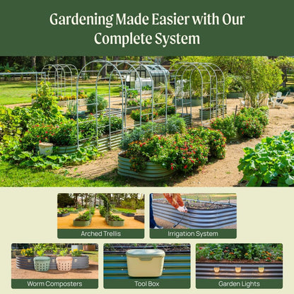 Vego garden 17" Tall 2' x 12' Giant Modular Metal Raised Garden Bed Kit, Large Metal Planter Box for Vegetables, Flowers, Herbs, Olive Green
