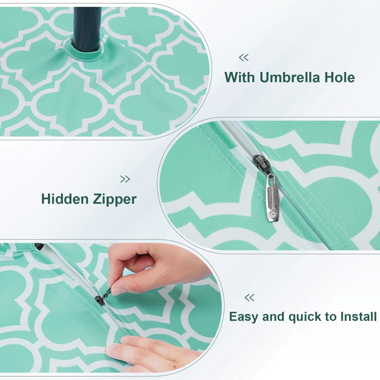 Eternal Beauty 60''x84” Rectangle Tablecloth Waterproof Outdoor Tablecloth with Umbrella Hole Zipper for Patio Spring Summer Picnic Tables, Turquoise